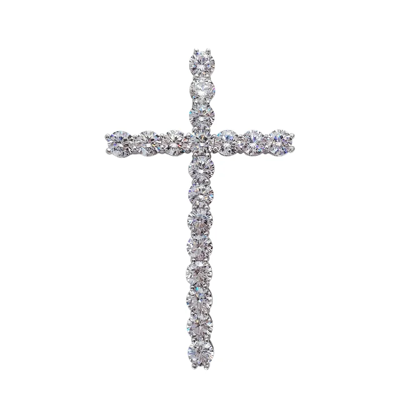 custom initial pendant necklace Zirconia Invisible Bail Cross Pendant (Silver)