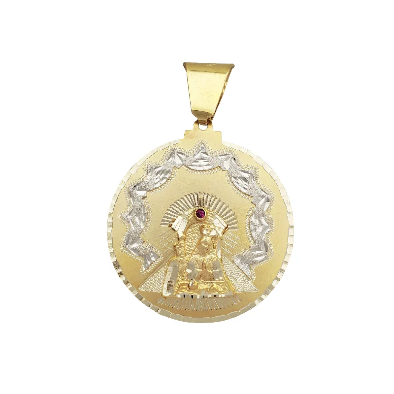 personalized zodiac birthstone necklace Zirconia Virgen de la Altagracia Medallion Pendant (14K)