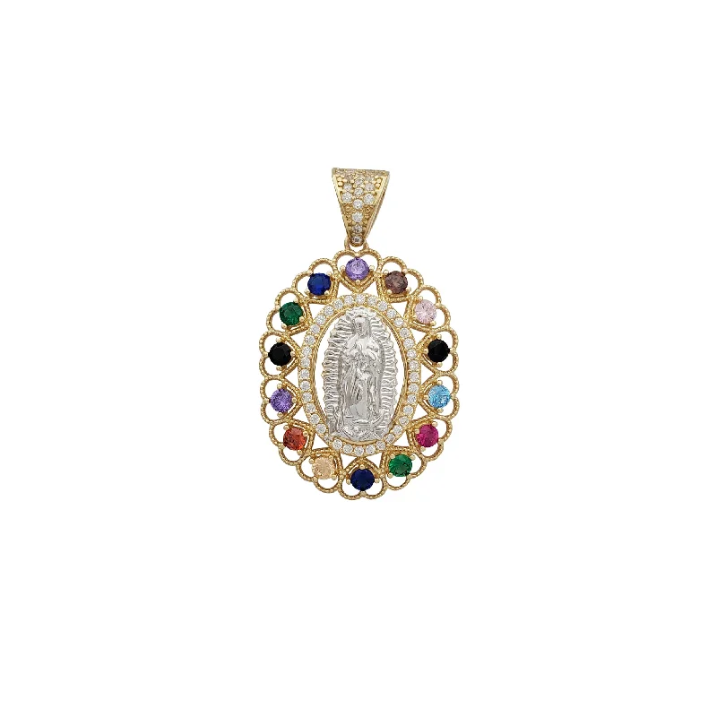 unique zodiac constellation necklace Zirconia Multicolor Virgin Mary Pendant (14K)