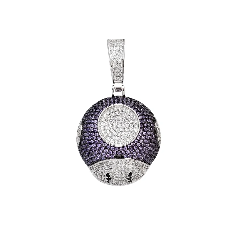 elegant pearl bridal set Zirconia Purple Toad Head Pendant (Silver)