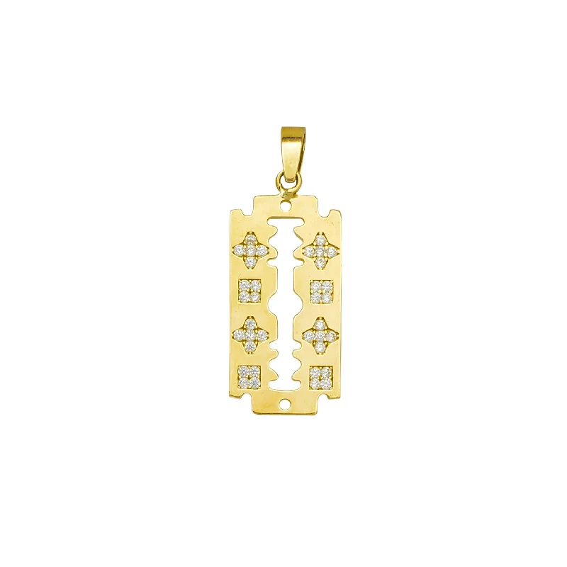 vintage diamond drop necklace Zirconia Razor Blade Pendant (14K)