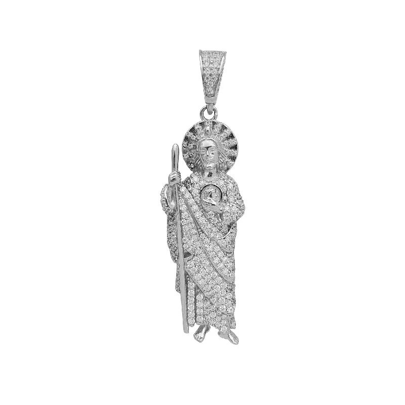 gold-plated snake chain bracelet Zirconia Saint Jude Pendant (Silver)