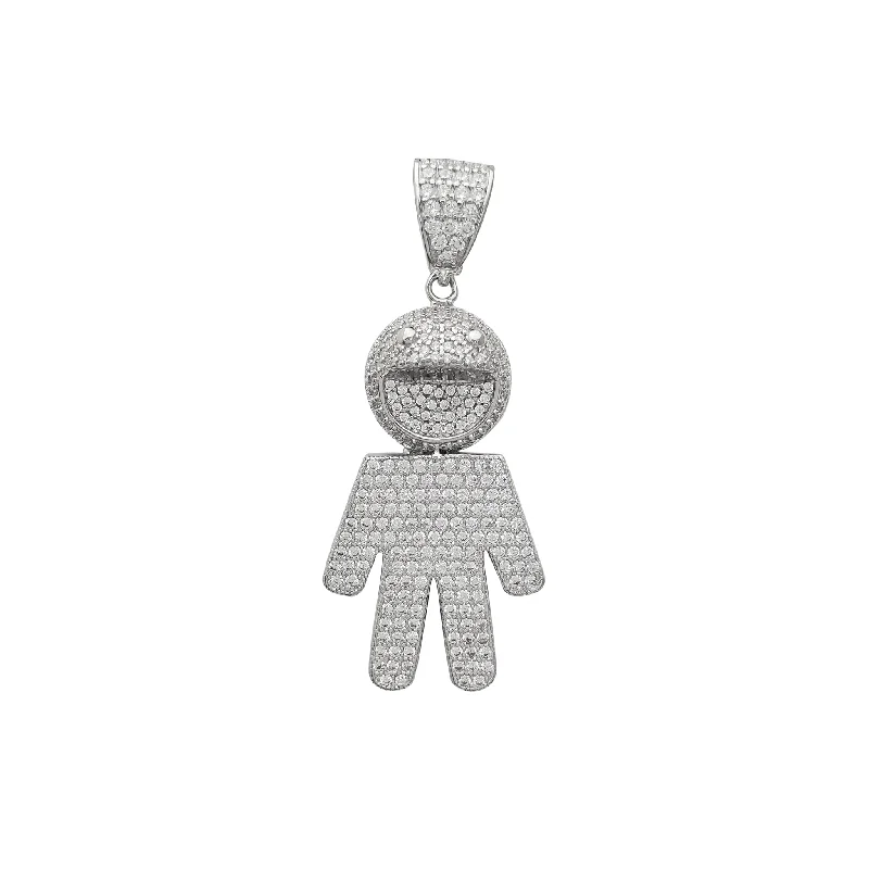 rose gold bezel ring Zirconia Smiley Boy / Male Pendant (Silver)