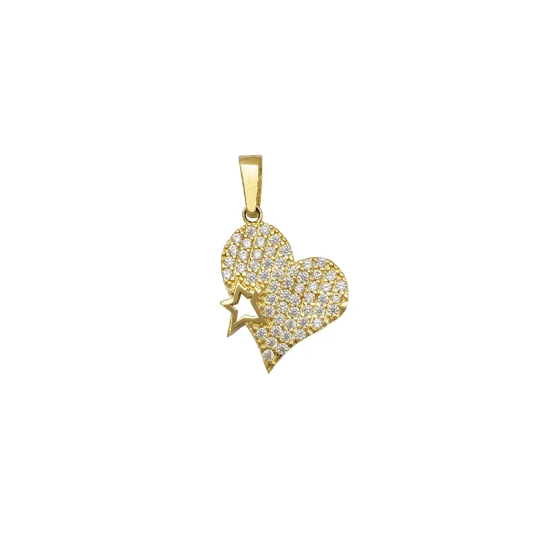 handmade coin pendant necklace Zirconia Star-Silhouette Heart Pendant (14K)