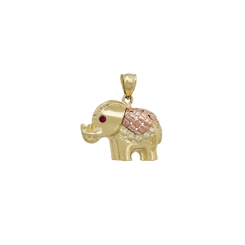handcrafted silver cross pendant Zirconia Two-Tone Ornament Elephant Pendant (14K)