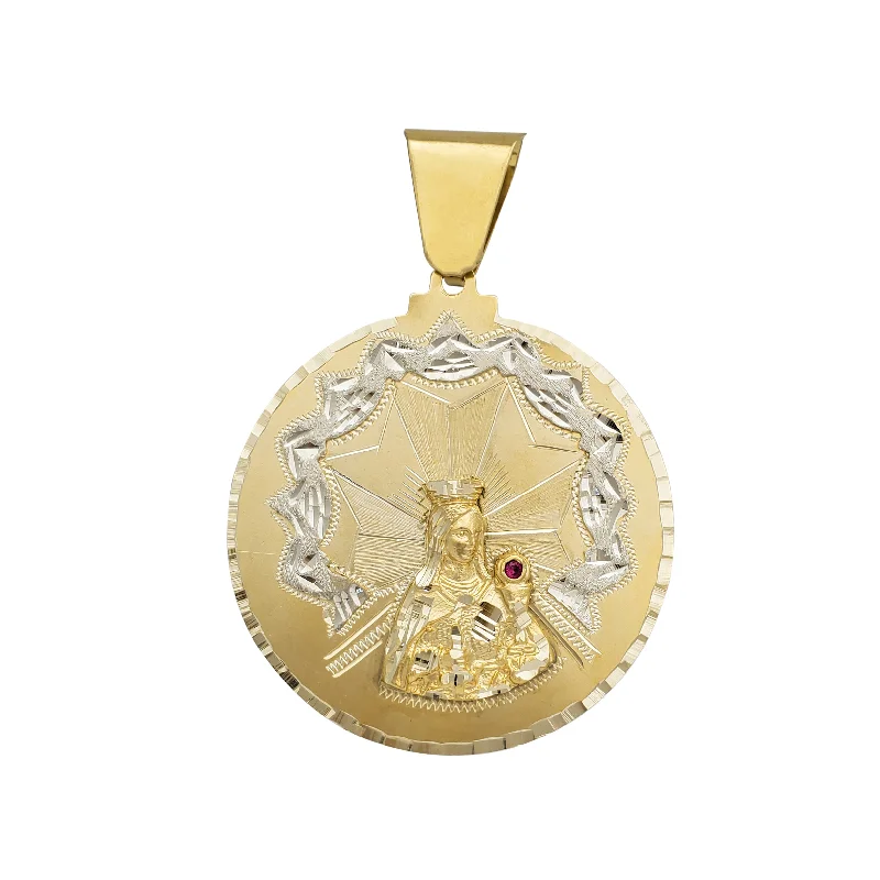 vintage diamond pendant necklace Zirconia Two-Tone Saint Barbara Medallion Pendant (14K)